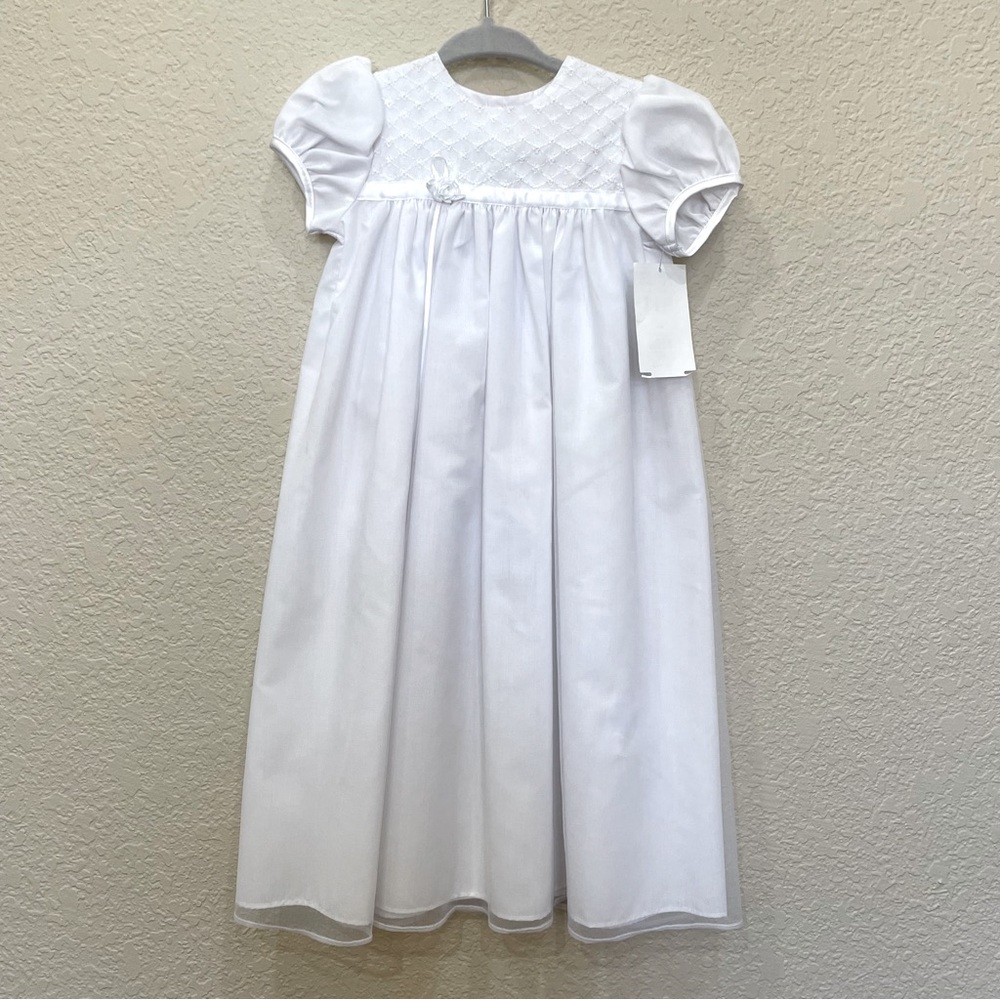 Little Things Mean a Lot Infant Specialties Elegant White Dress w/ Puff Sleeves